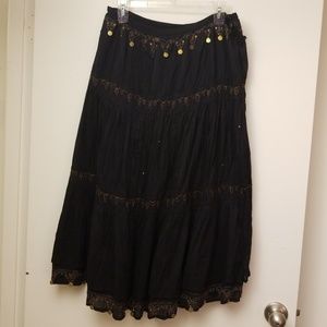 Long black skirt with beads and charms